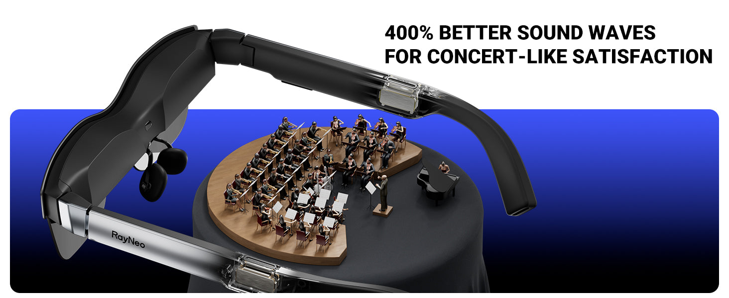 RayNeo AR glasses deliver 400% better sound for concert-like satisfaction.